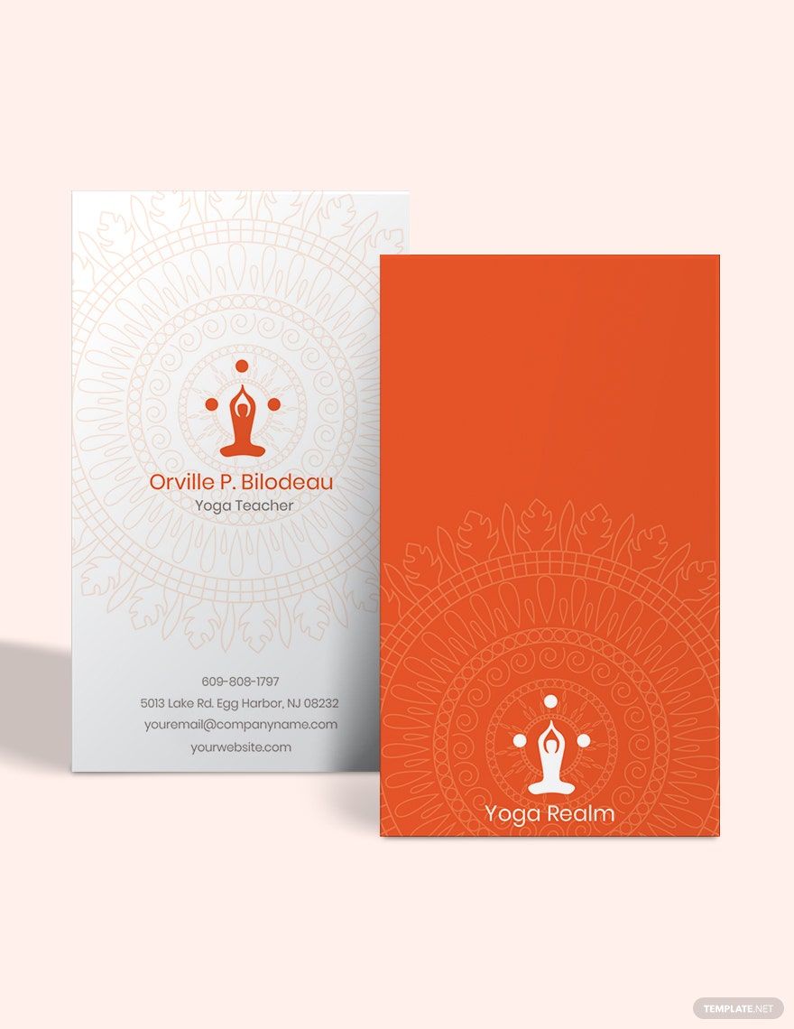 Elegant Yoga Teacher Business Card Template in Word, Google Docs, Illustrator, PSD, Publisher