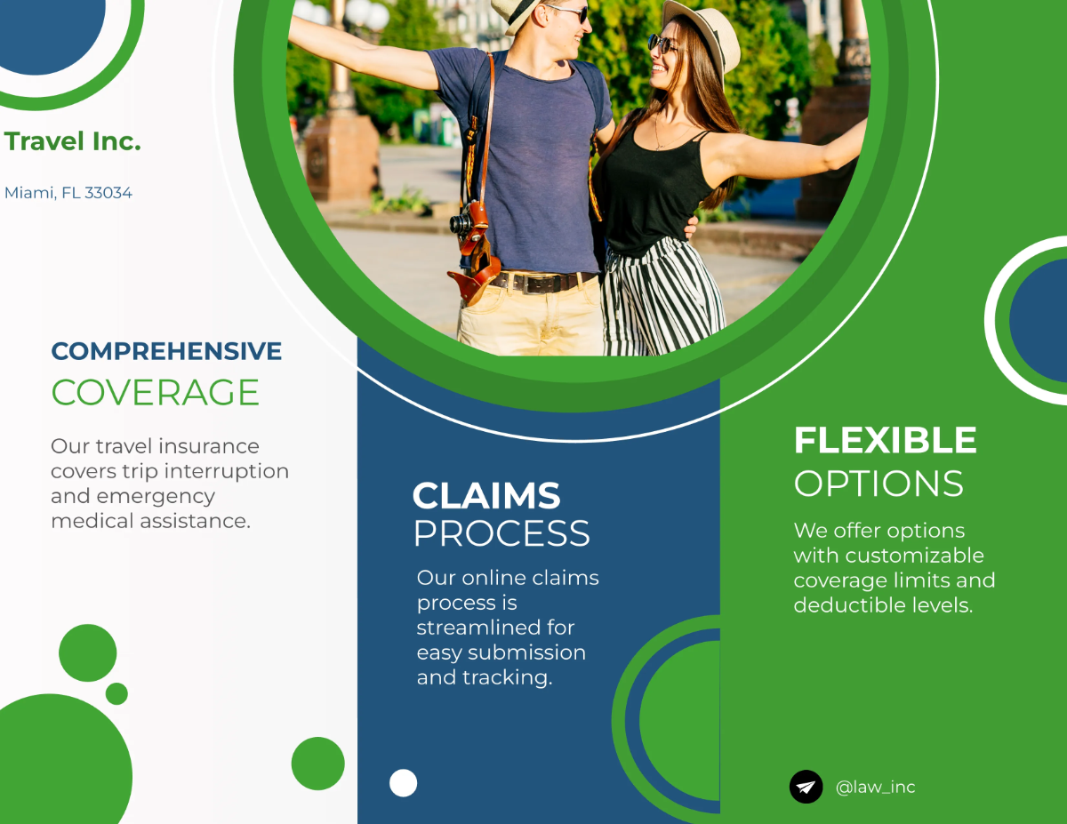 Free Travel Agency Insurance Brochure Template to Edit Online