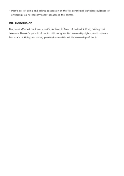 Free Pierson v. Post Case Brief Template to Edit Online