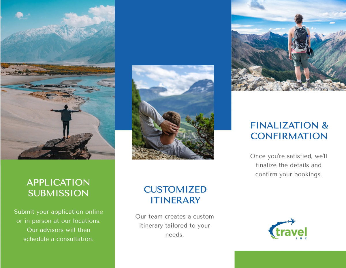 Free Travel Agency Application Brochure Template to Edit Online