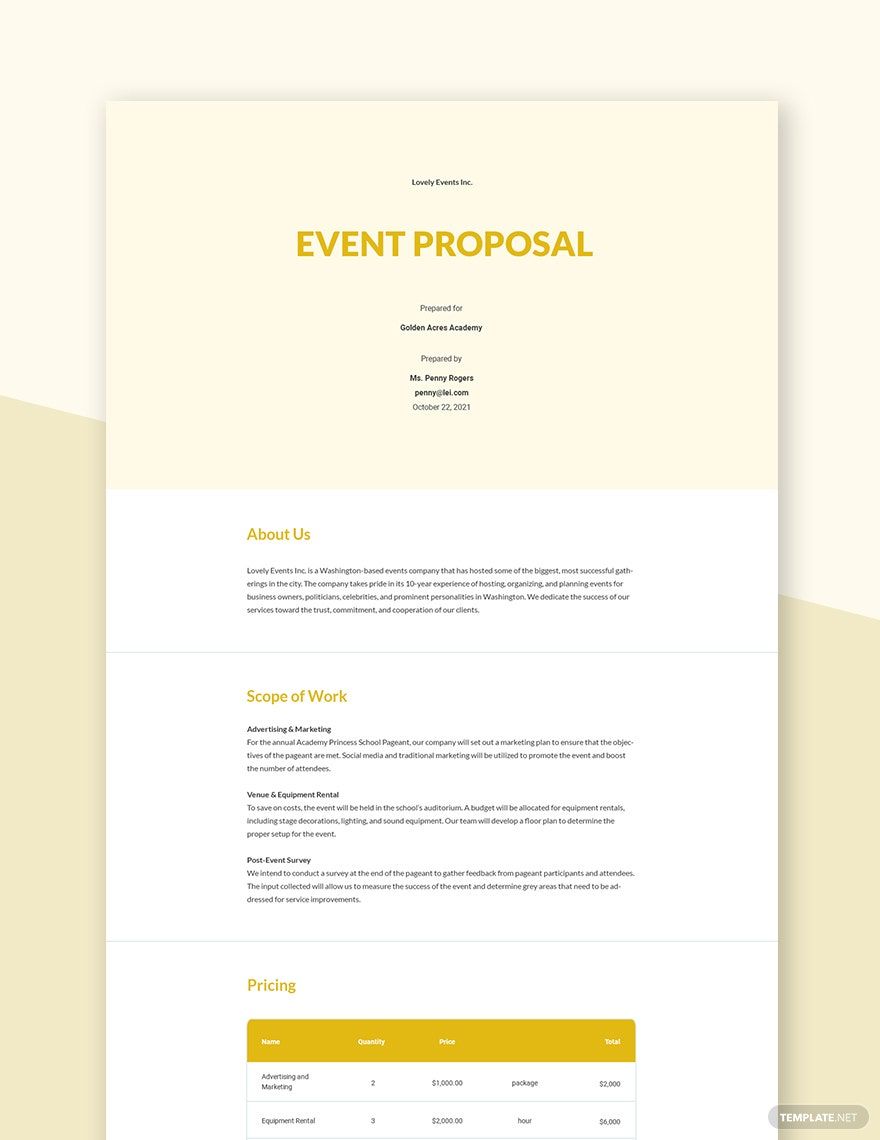 Simple Event Proposal Template