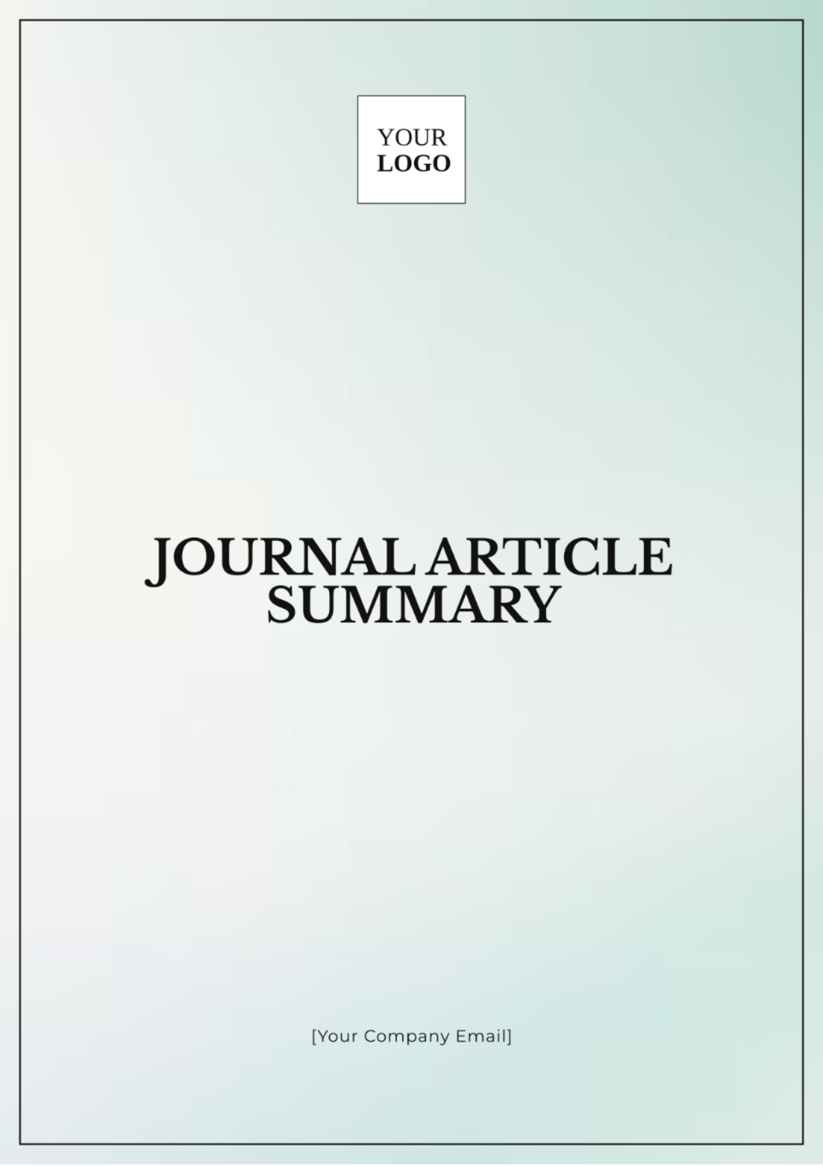 Journal Article Summary Template - Edit Online & Download