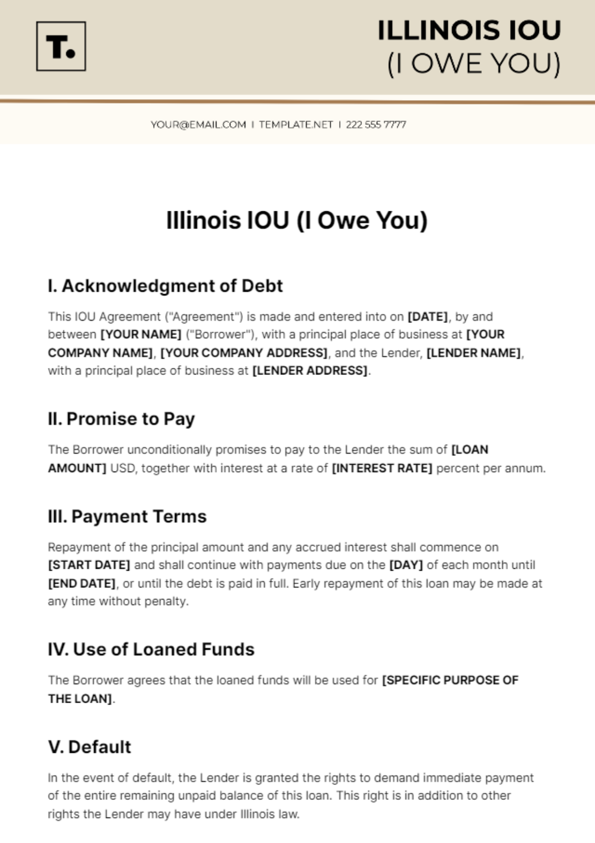 Illinois IOU Template - Edit Online & Download