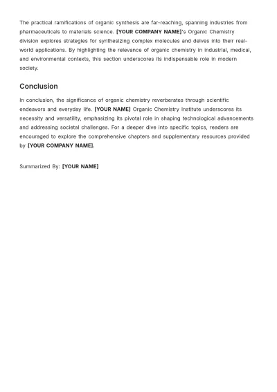 Free Organic Chemistry Summary Template to Edit Online