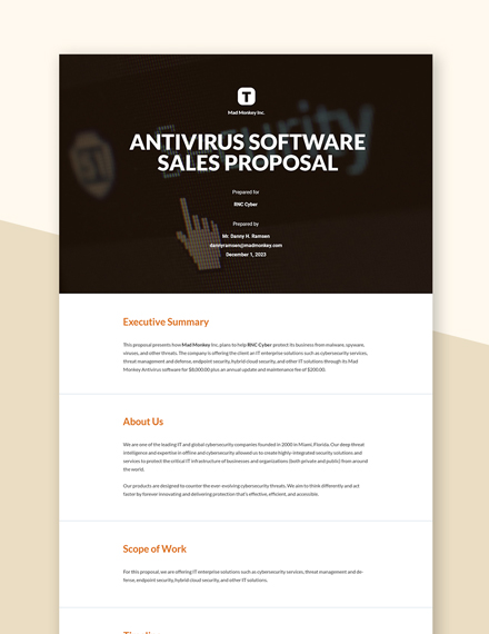 IT Sales Proposal Template - Word (DOC) | Google Docs | Apple (MAC) Pages.