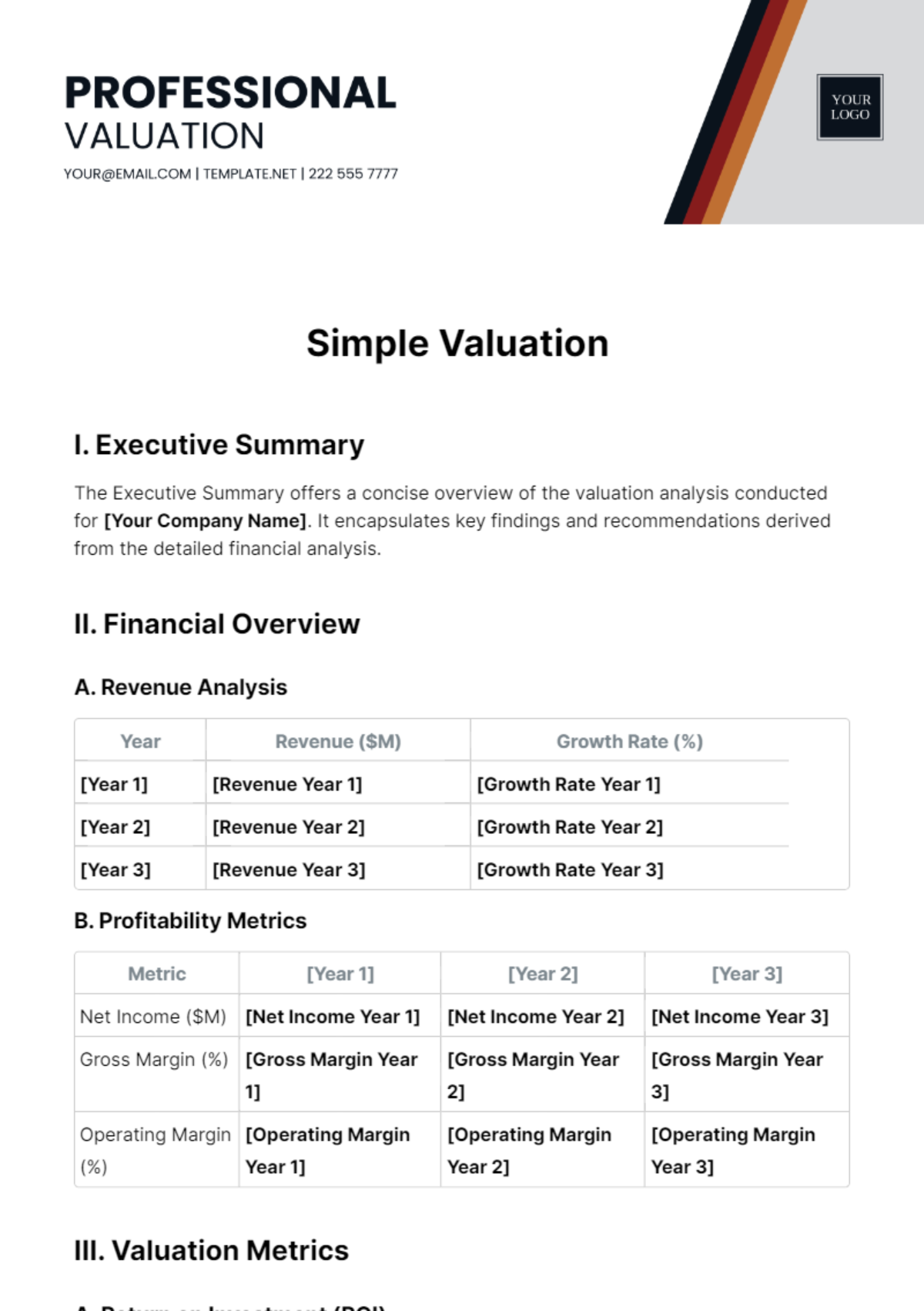 Simple Valuation Template