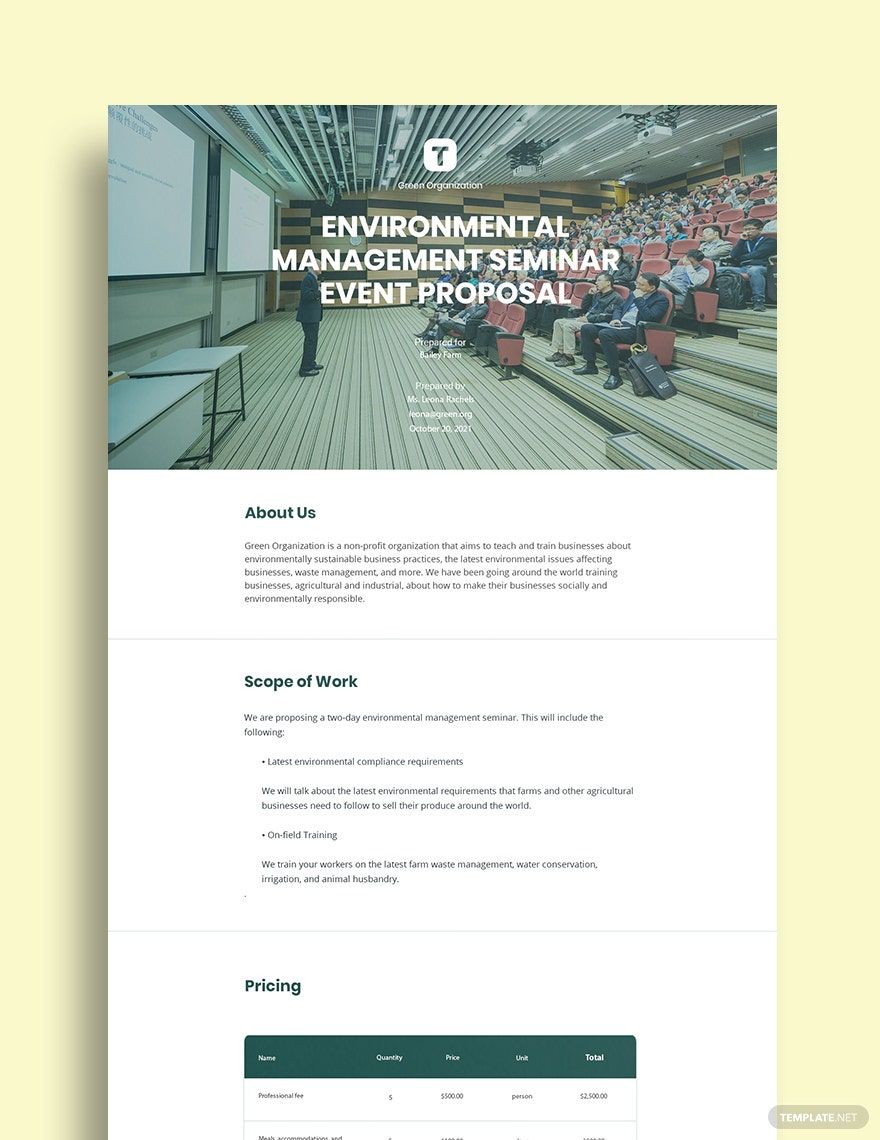 Seminar Event Proposal Template Google Docs, Word, Publisher