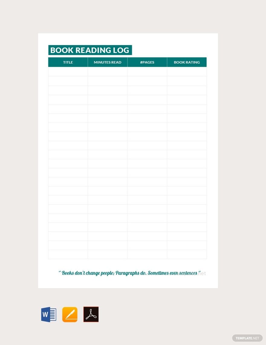 Book Reading Log Template