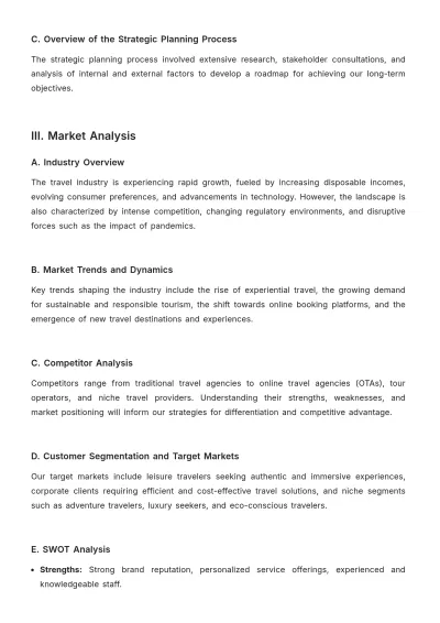 Free Travel Agency Strategic Plan Template to Edit Online