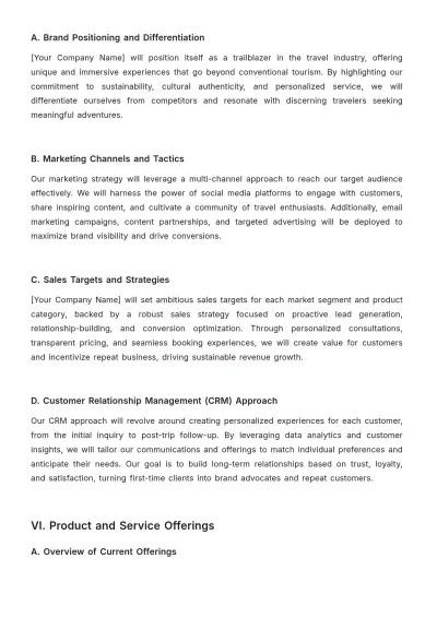 Free Travel Agency Strategic Plan Template to Edit Online