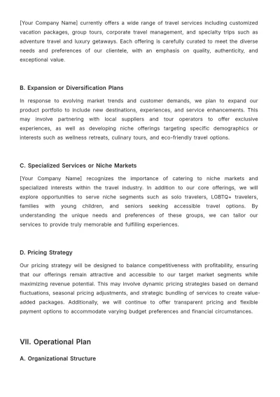 Free Travel Agency Strategic Plan Template to Edit Online