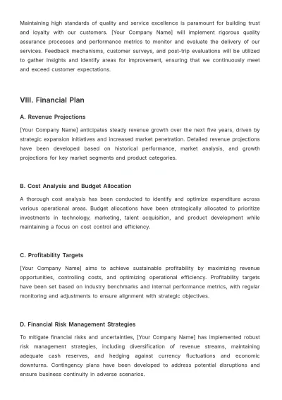 Free Travel Agency Strategic Plan Template to Edit Online