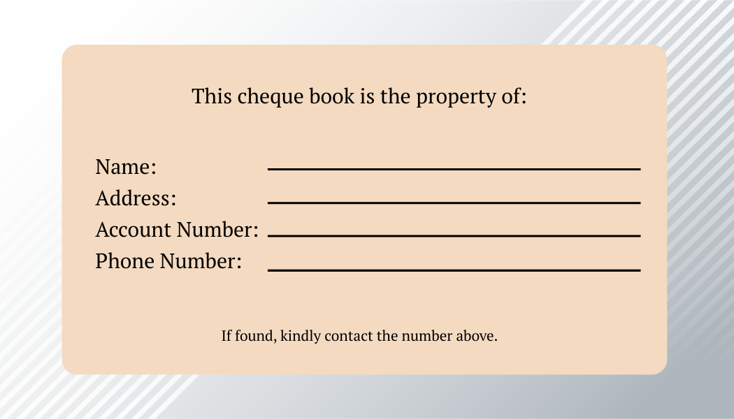 Cheque Book Label