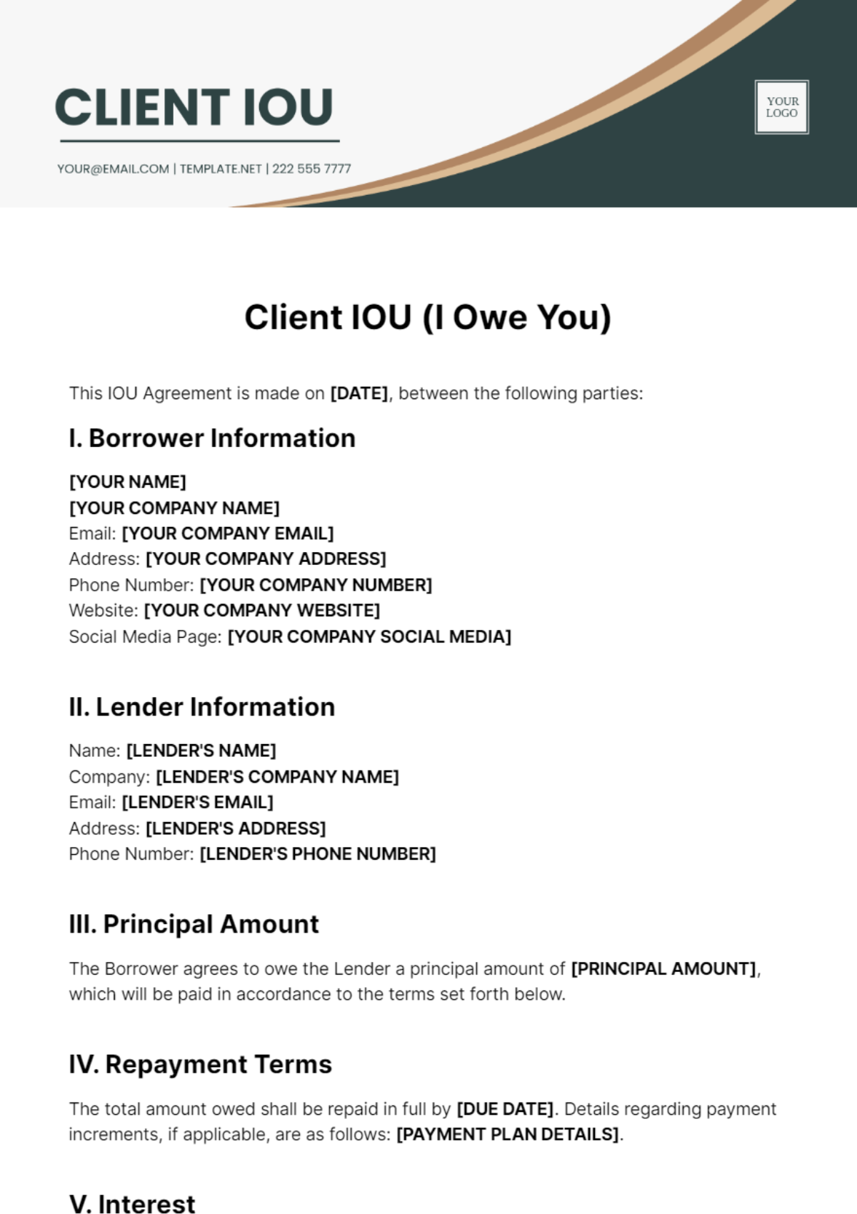 Free Client IOU Template