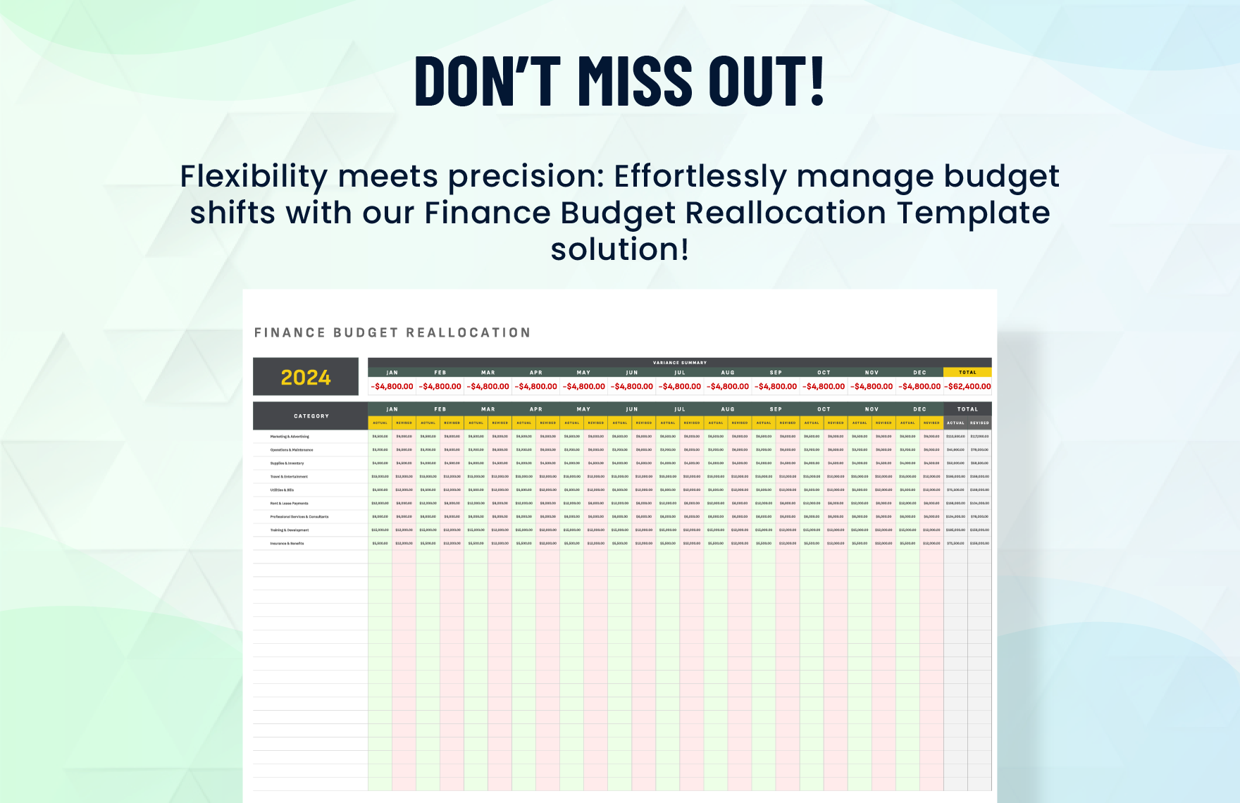 Finance Budget Reallocation Template