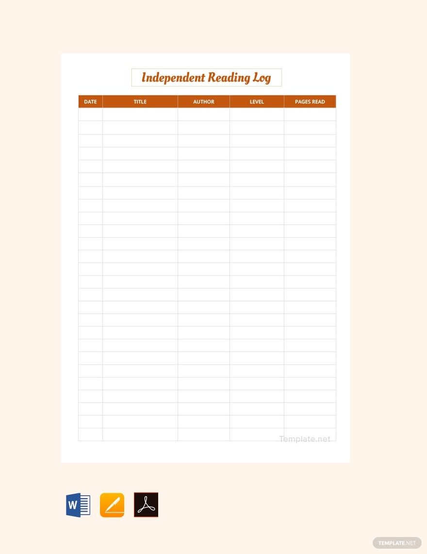 Independent Reading Log Template