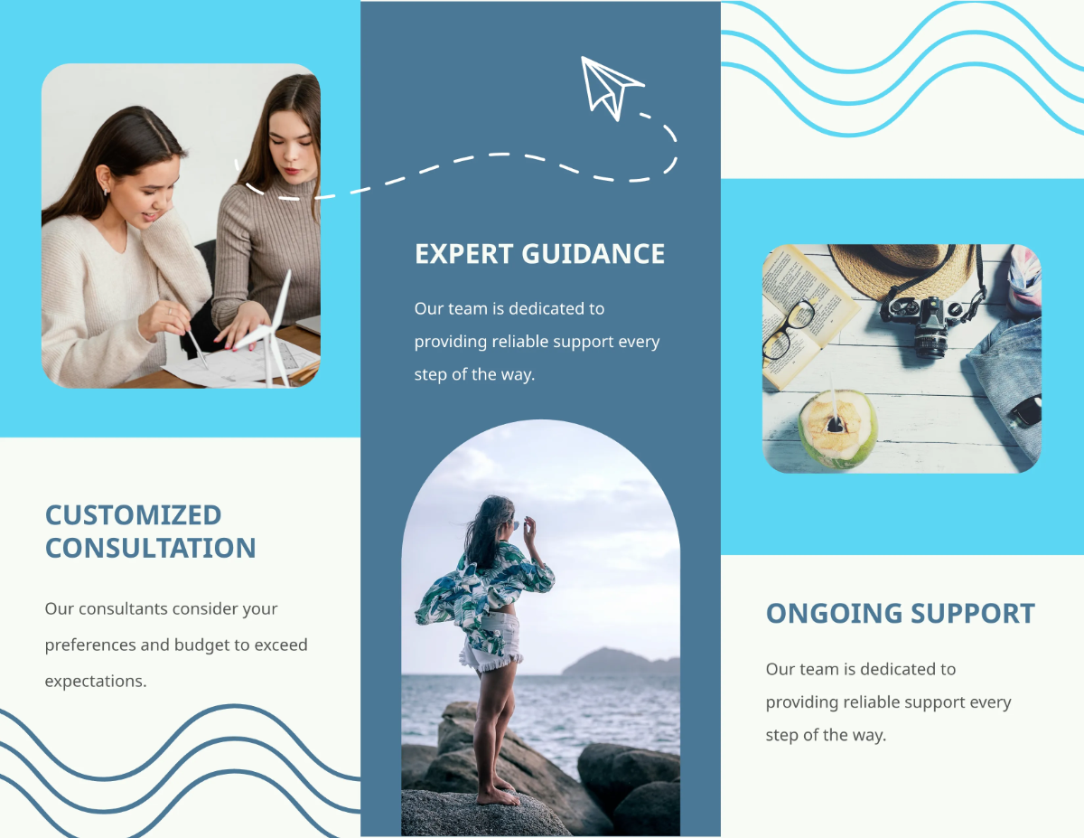 Free Travel Agency Consultant Brochure Template to Edit Online