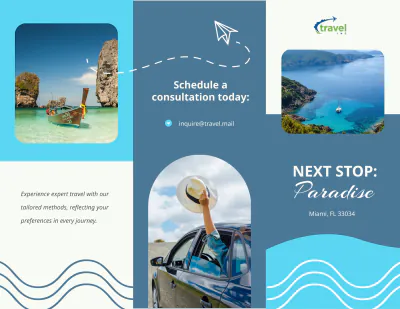 Free Travel Agency Consultant Brochure Template to Edit Online