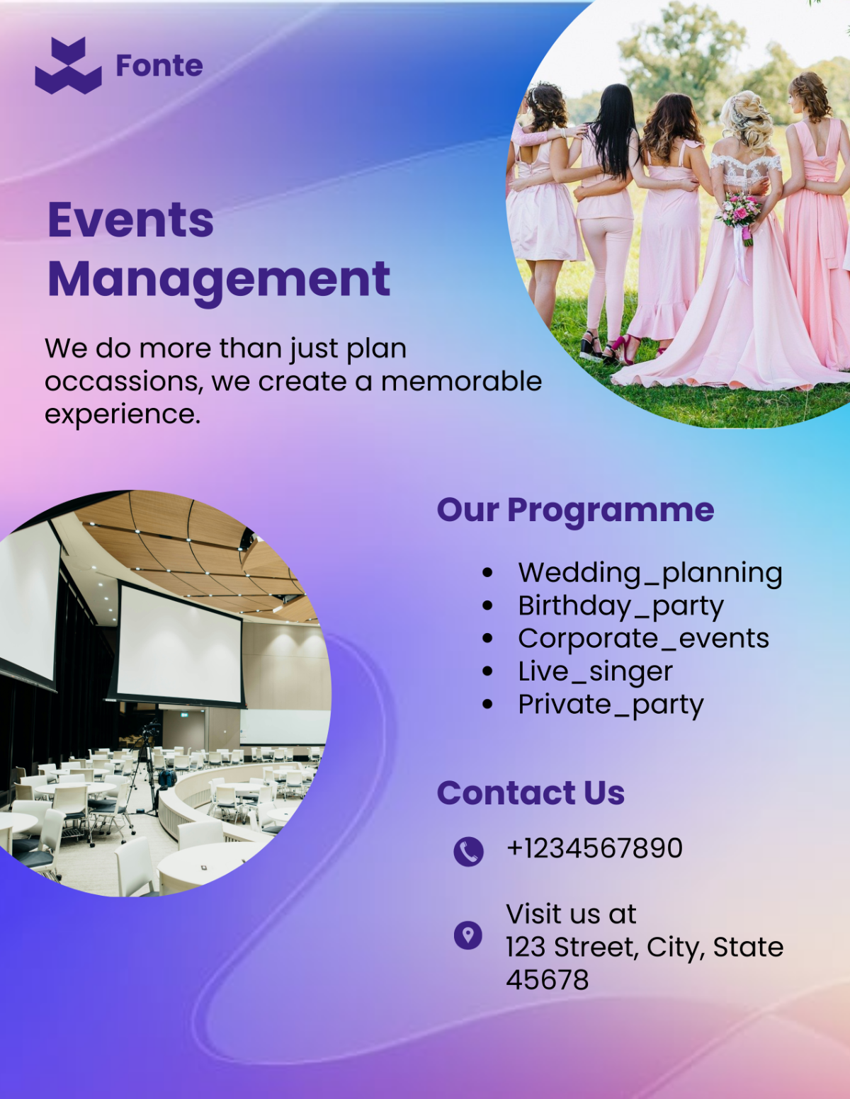 Free Event management leaflet 