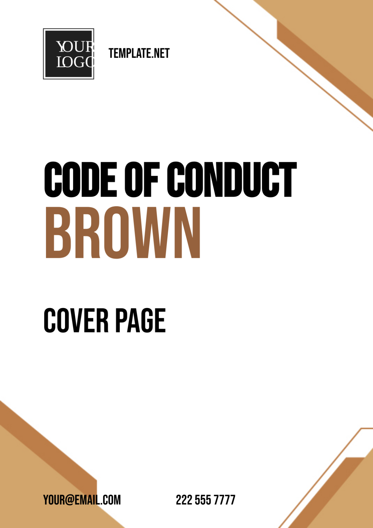 Free Code of Conduct Brown Cover Page Template