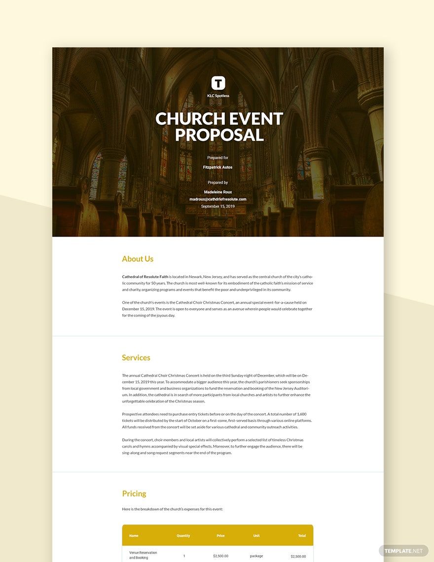 Church Event Proposal Template
