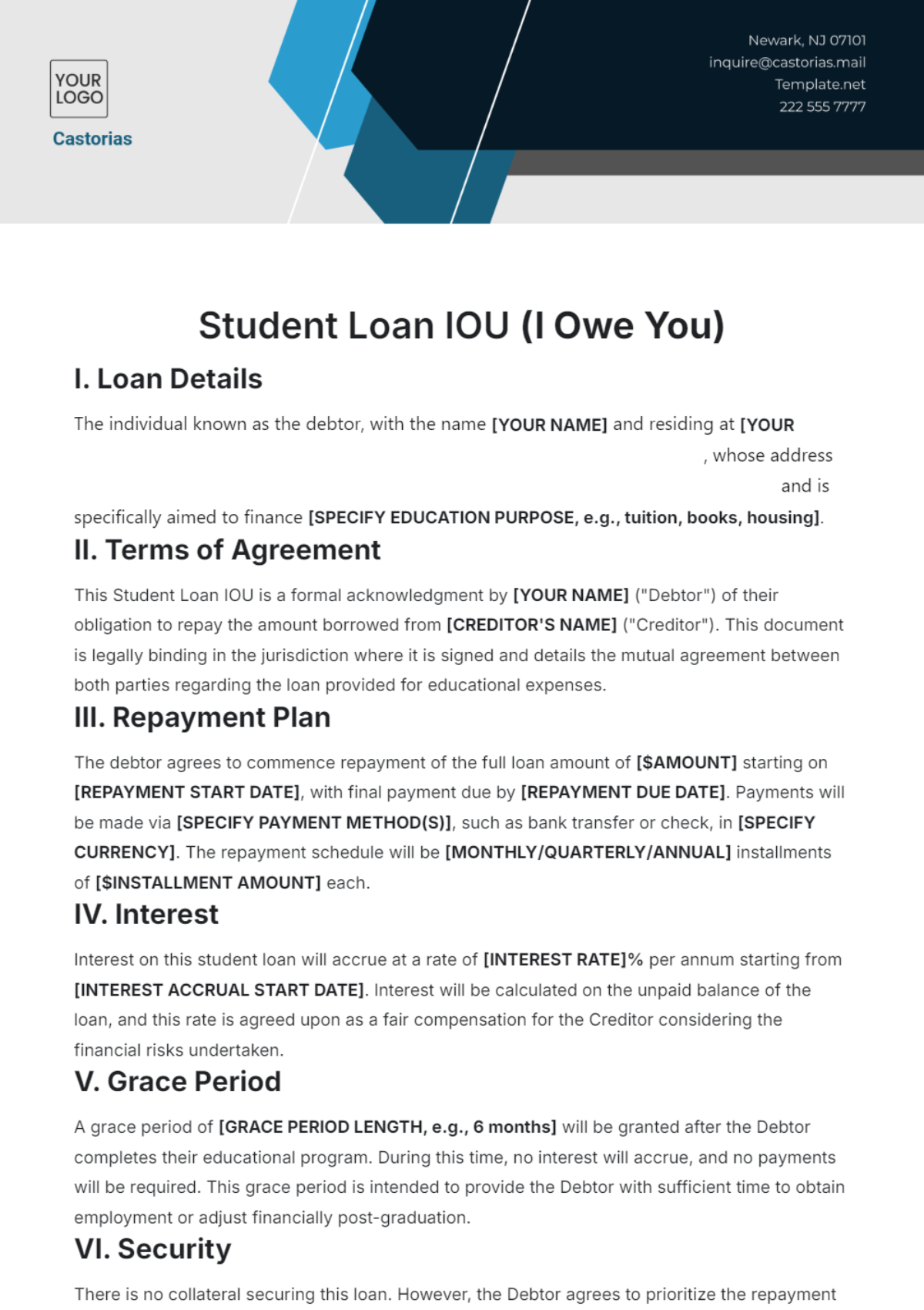 Student Loan IOU Template - Edit Online & Download