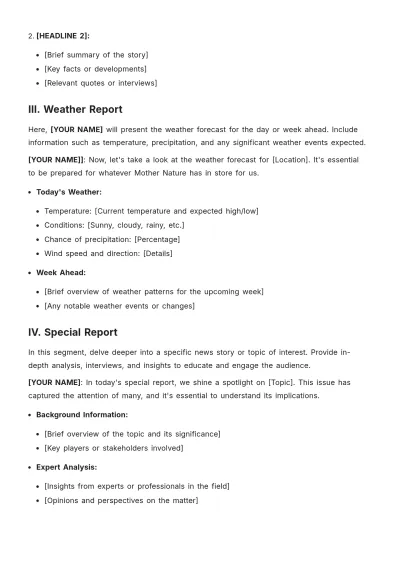 Free News Casting Script For Students Template to Edit Online