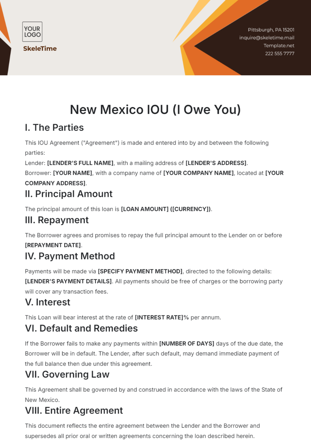 New Mexico IOU Template - Edit Online & Download