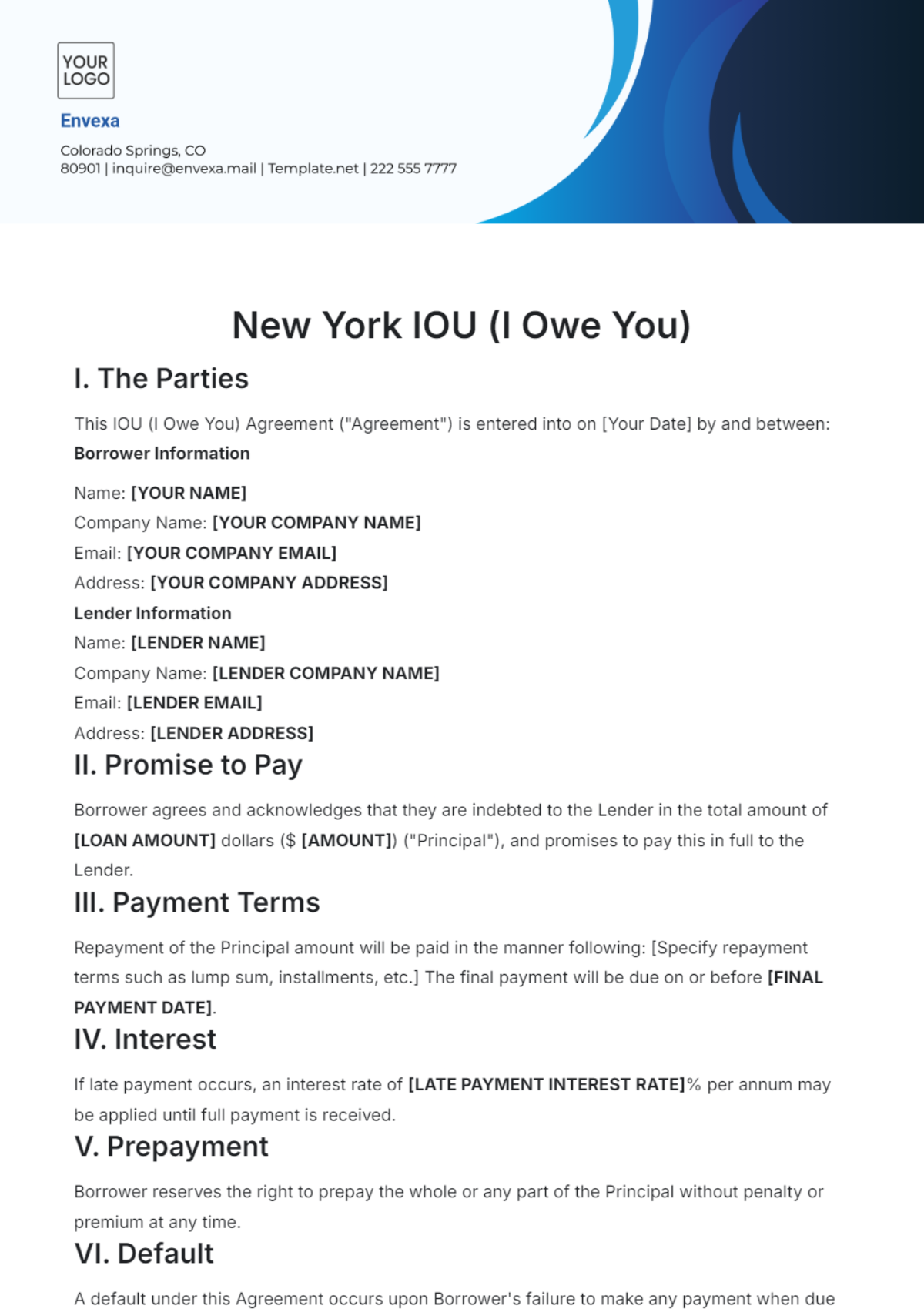 New York IOU Template - Edit Online & Download