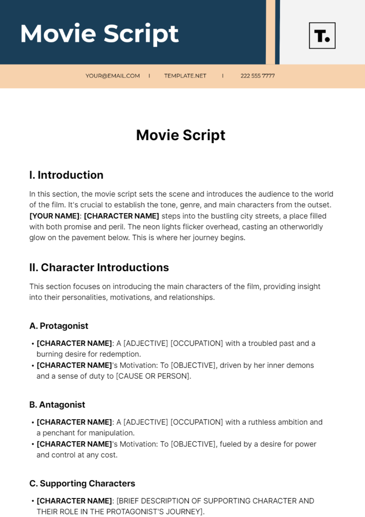 Free Movie Script Template