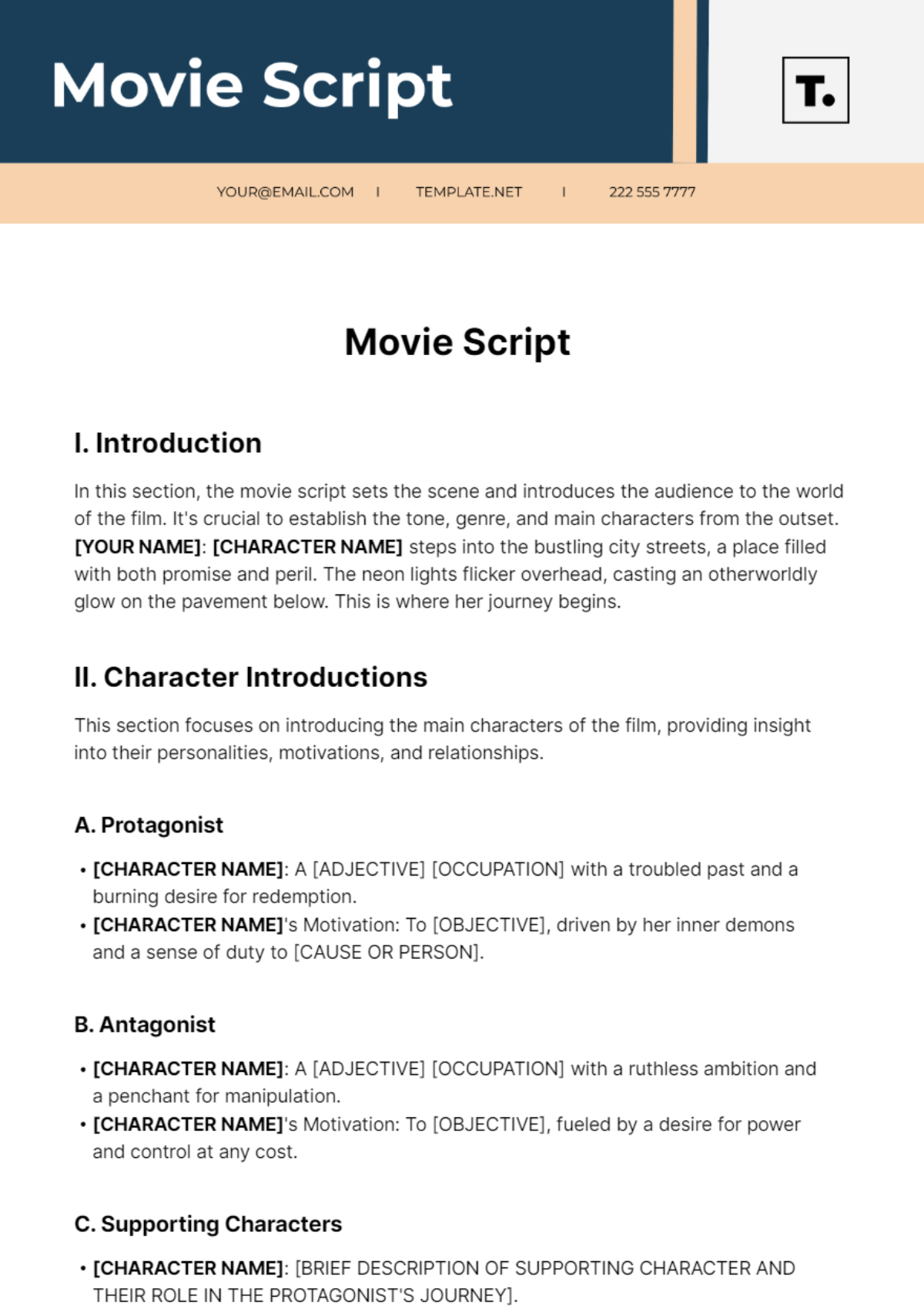 Movie Script Template