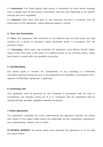 Free Travel Agency Tourism Development Agreement Template to Edit Online