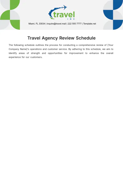 Free Travel Agency Review Schedule Template to Edit Online