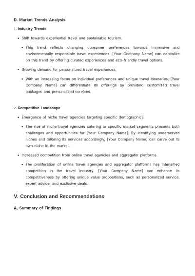 Free Travel Agency Financial Report Template to Edit Online