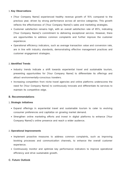 Free Travel Agency Financial Report Template to Edit Online