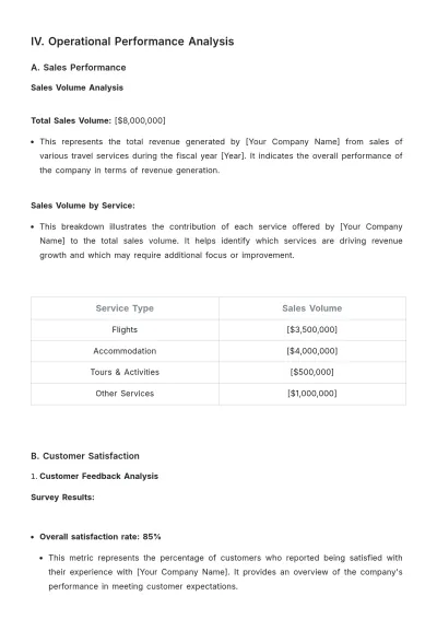 Free Travel Agency Financial Report Template to Edit Online