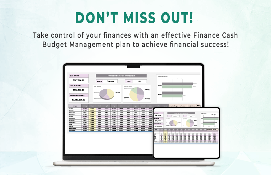 Finance Cash Budget Management Template