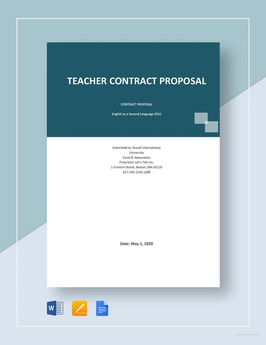 Teacher Contract Proposal Template