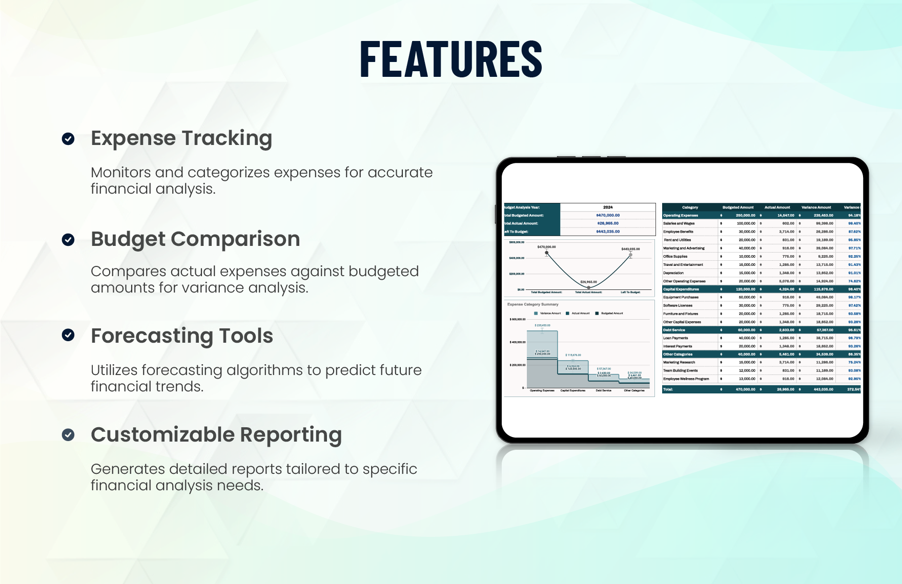 Finance Expense Analysis and Budgeting Template