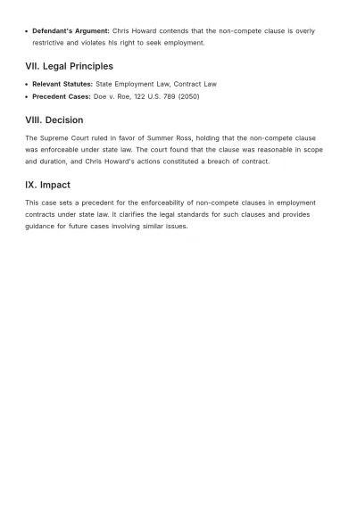 Free Company Law Case Brief Template to Edit Online