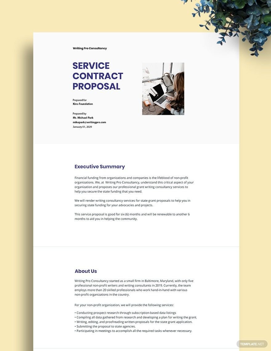 Service Contract Proposal Template Google Docs Word Apple Pages