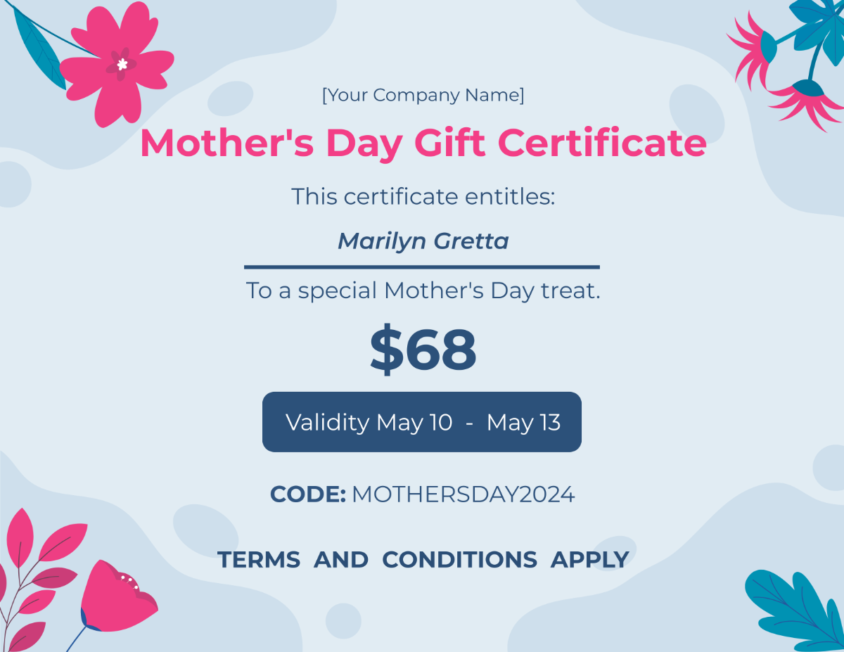 Free Mother's Day Certificate Template