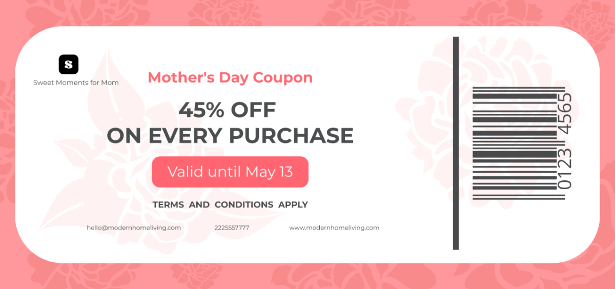 Mother's Day Coupon Template - Edit Online & Download