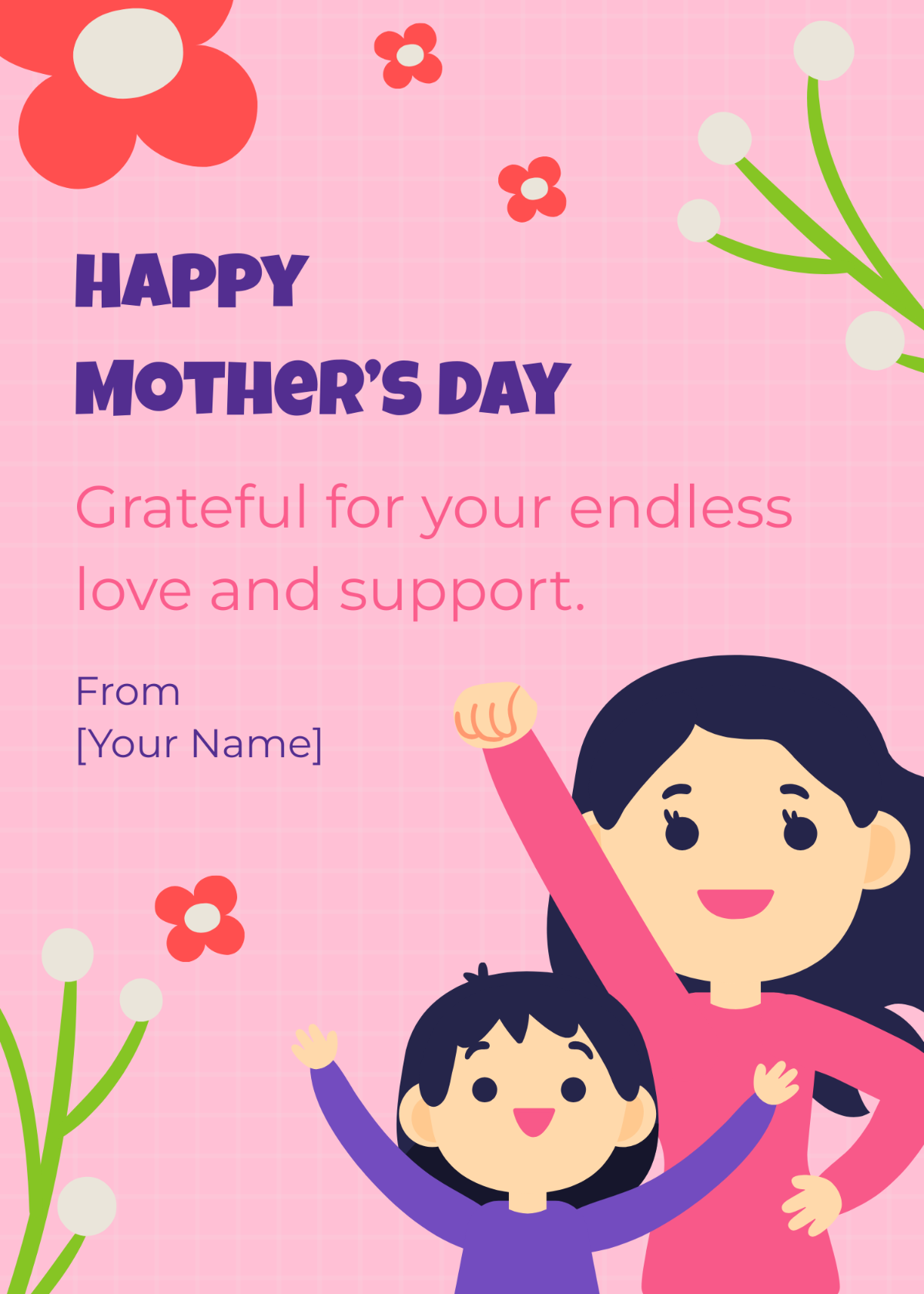Mother's Day Card Template for Kids Template
