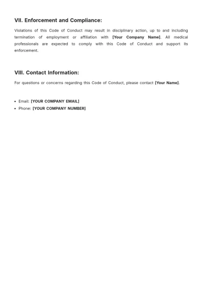 Free Medical Code of Conduct Template to Edit Online