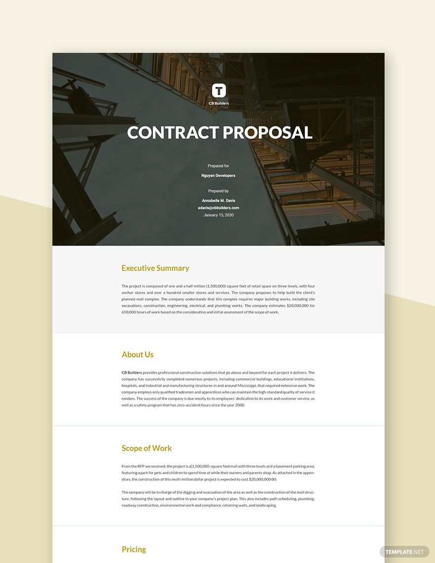 Construction Contract Proposal Template
