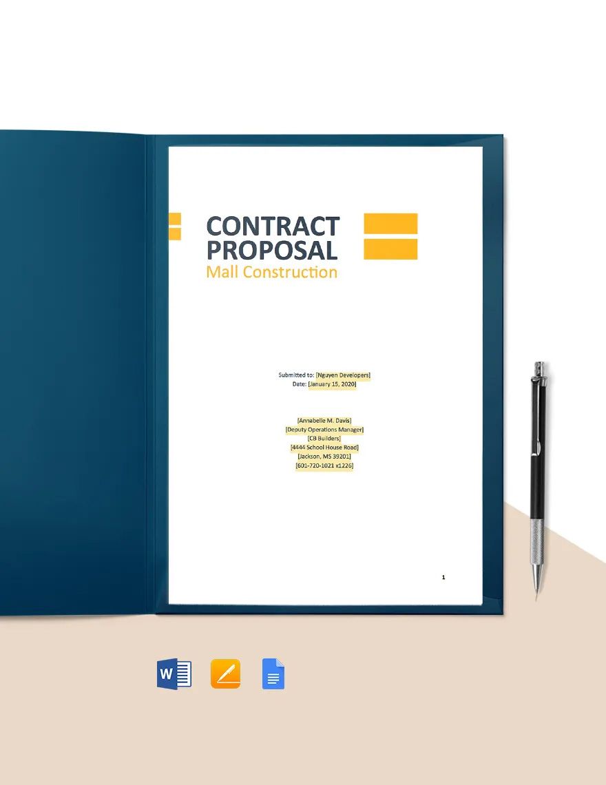 Construction Contract Proposal Template Download In Word Google Docs 