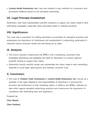 Free Advertising Case Brief Template to Edit Online