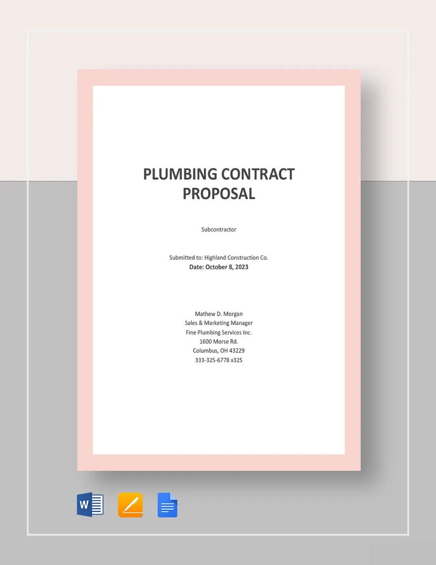 Plumbing Contract Proposal Template