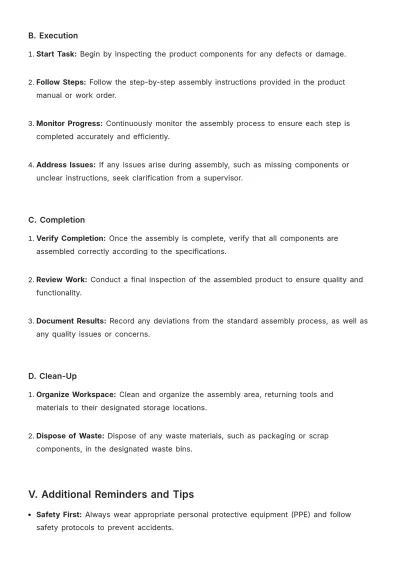 Free Work Instruction Procedure Template to Edit Online